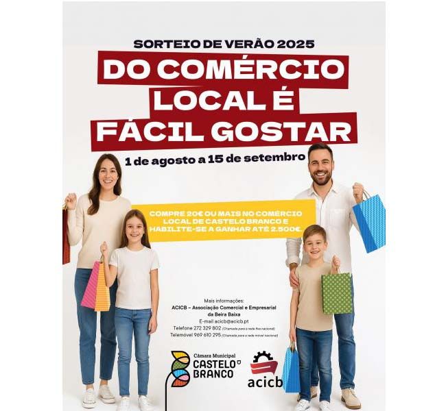 Castelo Branco: “Sorteio de Verão 2025” tem 100 vales que somam 25 mil euros 

