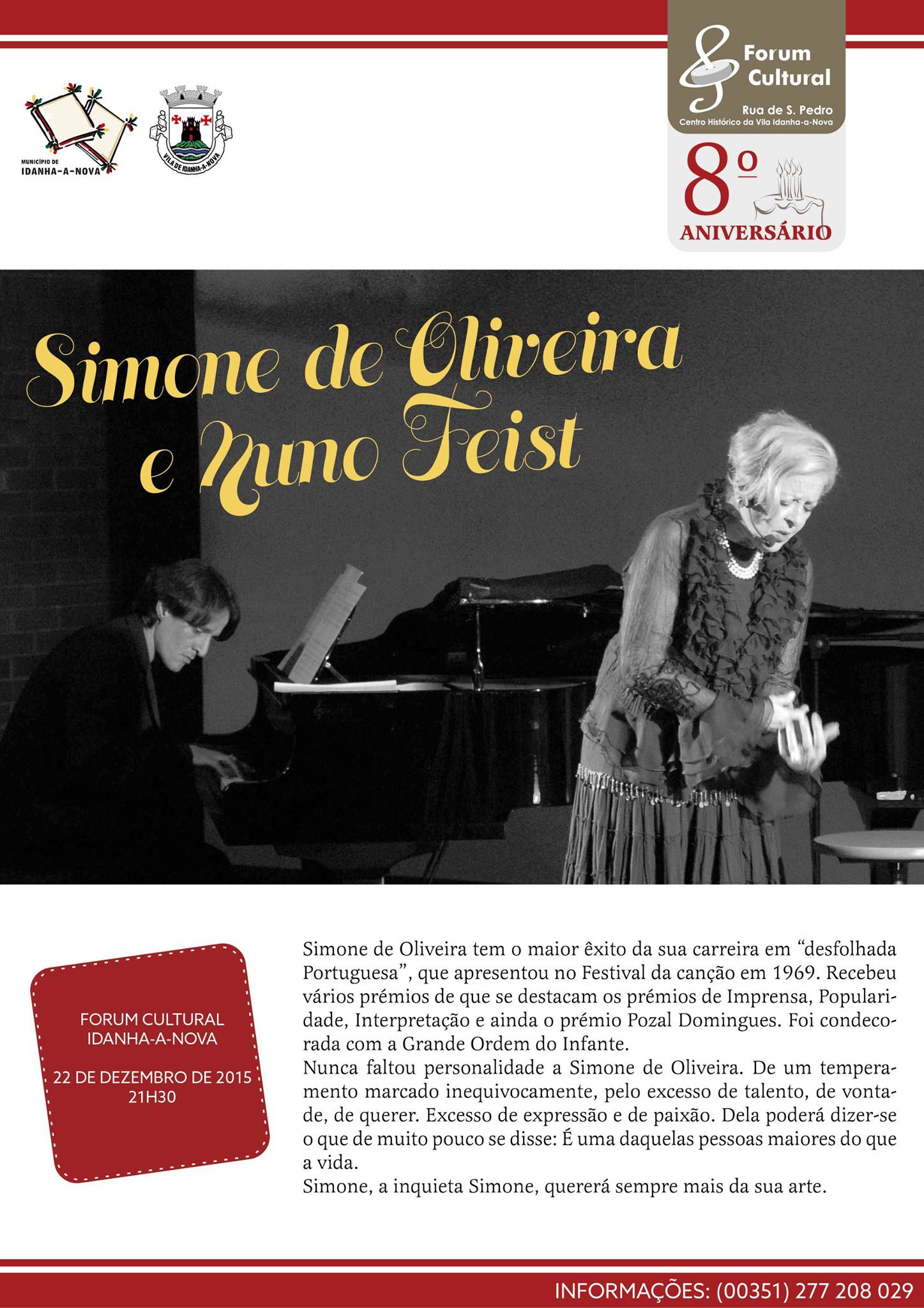 Idanha-a-Nova: Simone de Oliveira e Nuno Feist em concerto