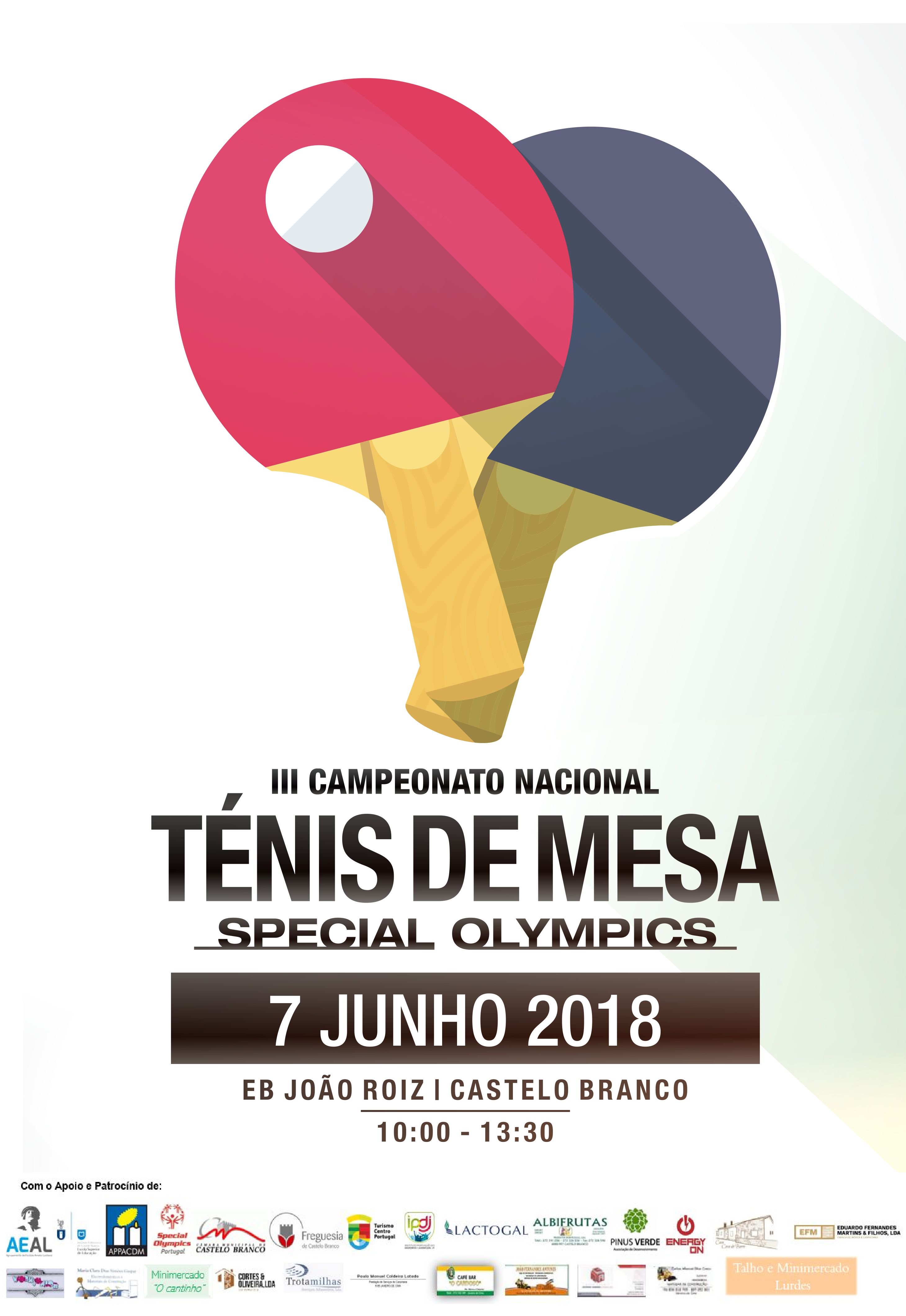 Castelo Branco recebe III Campeonato Nacional de Ténis de Mesa Special Olympics Portugal