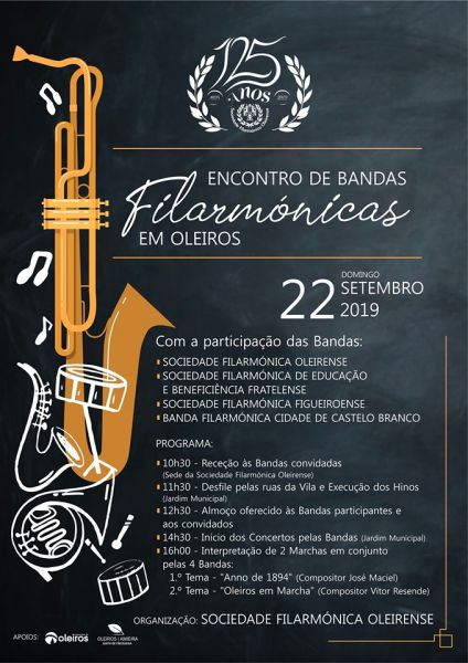 Oleiros recebe encontro de Bandas Filarmónicas dia 22 de setembro