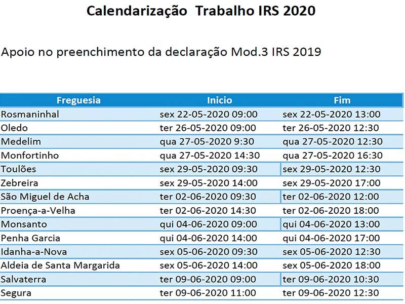 Idanha-a-Nova: Câmara fornece apoio presencial à população na entrega do IRS